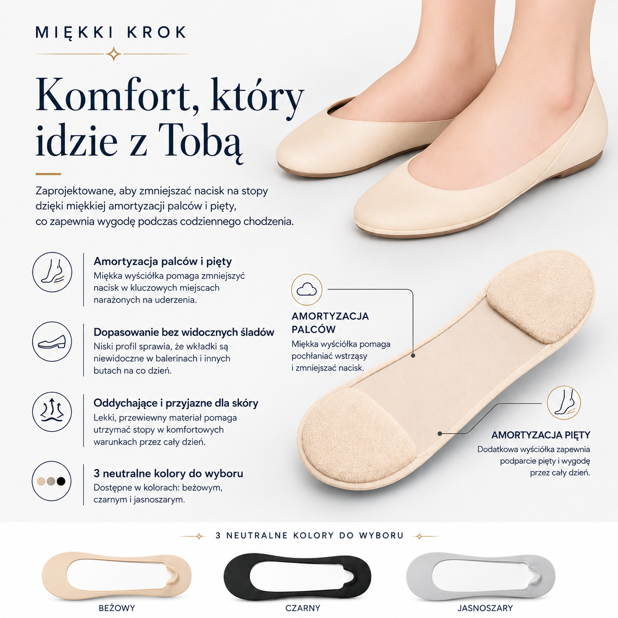 Wkładki Miękki Krok – Uniwersalny Rozmiar (36-46) Damskie i Męskie
